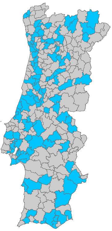 Mapa dos municípios que responderam ao inquérito